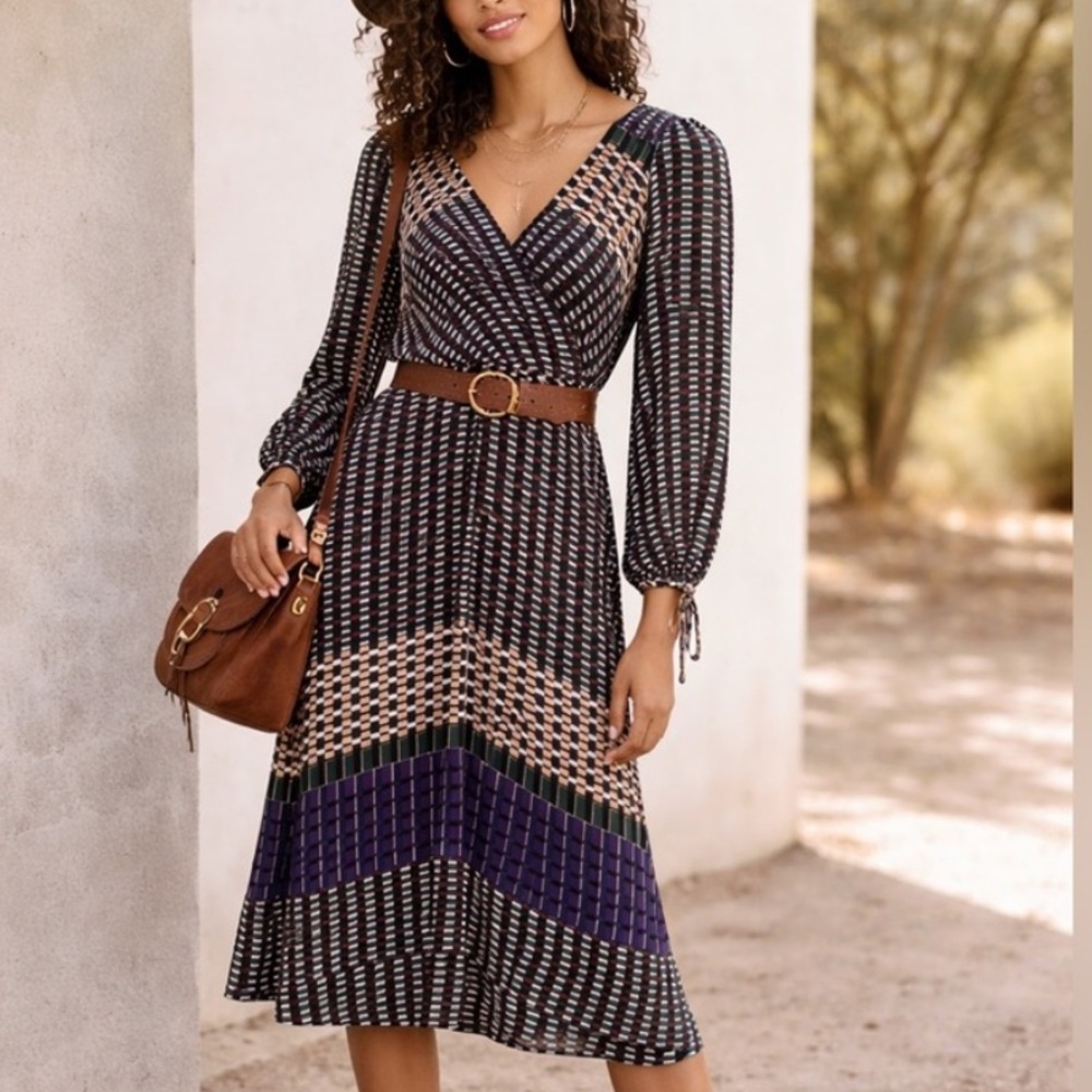 MAEVE Gianna Anthropologie tunic dress multicolored geometric print festival